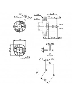 A1056001422D1 Douille G24D1- GX24D1 à visser en ligne - 140°C