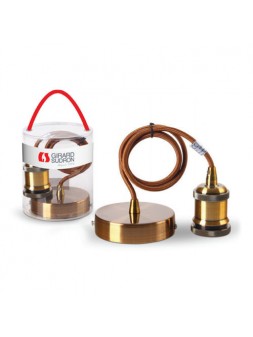 P091900416057 Suspension E27 Métal Antique (Câble Marron) pour verrine Girard Sudron