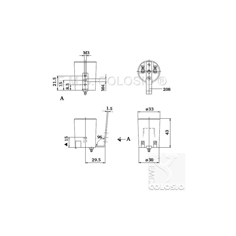 A10860000P05V Douille E14 Céramique 2A 250v 200°C avec équerre