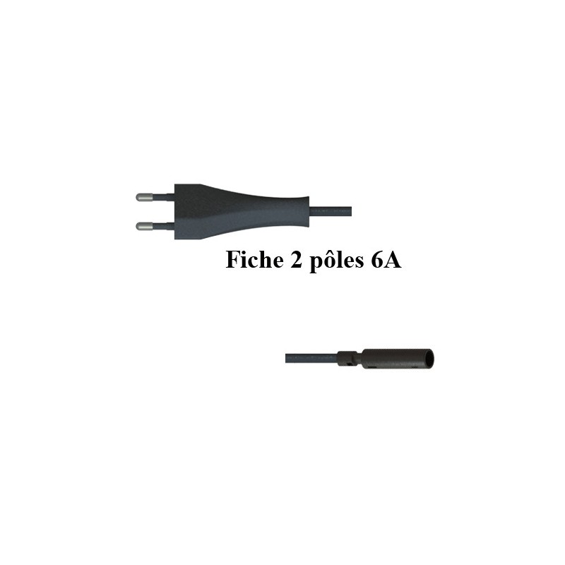 A067900090197 Câble Fiche 2P 6A 240v + fiche HV Plug&play Illuxtron