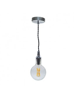 P092400988406 Suspension E27 alu Chromée 150cm LAES (sans ampoule)