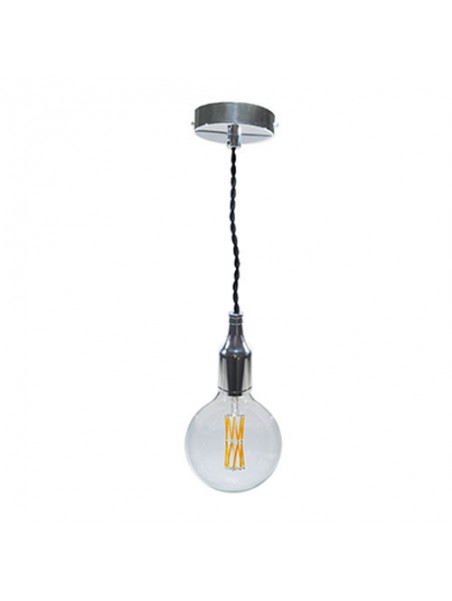 P092400988406 Suspension E27 alu Chromée 150cm LAES (sans ampoule)