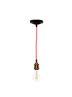 P092400987607 Suspension E27 Vintage Noir Rouge 120cm LAES (sans ampoule)