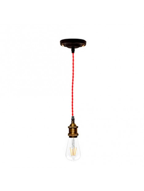 P092400987607 Suspension E27 Vintage Noir Rouge 120cm LAES (sans ampoule)