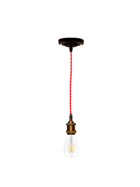 P092400987607 Suspension E27 Vintage Noir Rouge 120cm LAES (sans ampoule)