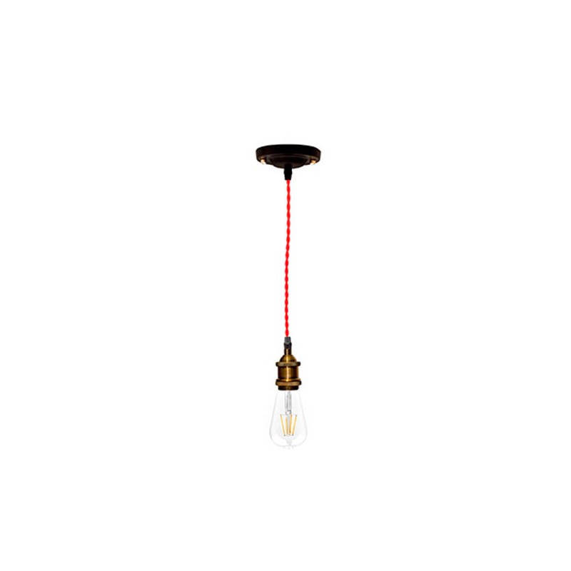 P092400987607 Suspension E27 Vintage Noir Rouge 120cm LAES (sans ampoule)