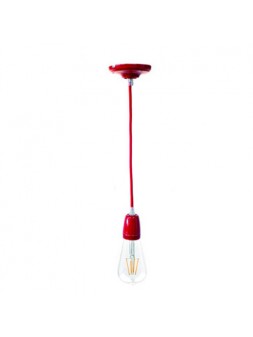 P092400987744 Suspension E27 Porcelaine Rouge LAES (sans ampoule)