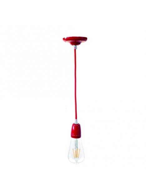 P092400987744 Suspension E27 Porcelaine Rouge LAES (sans ampoule)