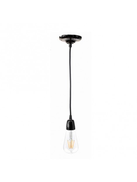 P092400987720 Suspension E27 Porcelaine Noire LAES (sans ampoule)