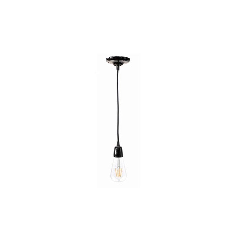 P092400987720 Suspension E27 Porcelaine Noire LAES (sans ampoule)