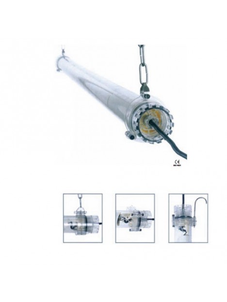 P09760ADN5353 Tube aqua Polycarbonate pour T8 36w /865 IP68 Etanche 12vdc / 24vdc