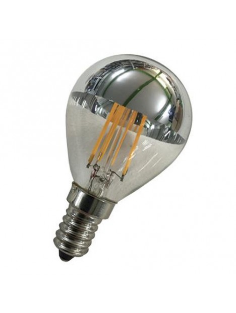 6020500383636 E14 Sphérique led effet filament 2w Claire Calotte argentée 230v