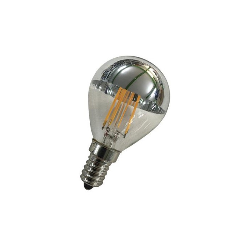 6020500393659 E14 Sphérique led effet filament 3w Claire Calotte argentée Dimmable 230v