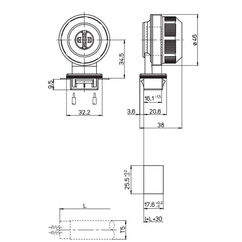 M225601780516 Douille complète étanche pour tube G5 16mm Transparent 1780