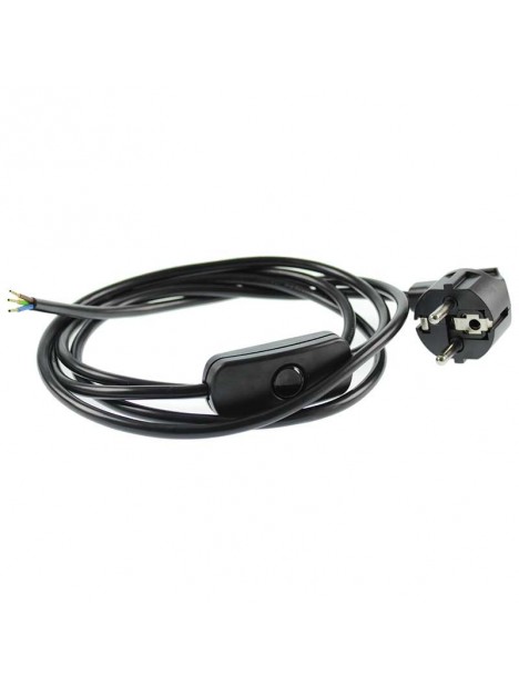 M105144065 Cordon alimentation 3x0,75 Noir 2M 2P+ Terre + inter (1,20m+0,80m)