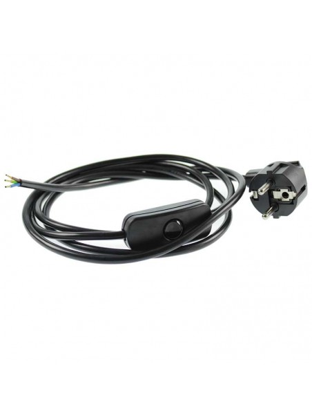 M105144065 Cordon alimentation 3x0,75 Noir 2M 2P+ Terre + inter (1,20m+0,80m)