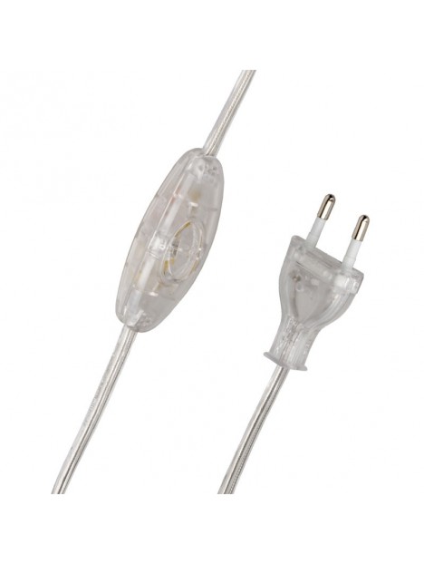 M105141087 Cordon alimentation 2x0,75 Transparent 2M 2P + interrupteur (1,20m+0,80m)