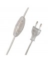 M105141087 Cordon alimentation 2x0,75 Transparent 2M 2P + interrupteur (1,20m+0,80m)