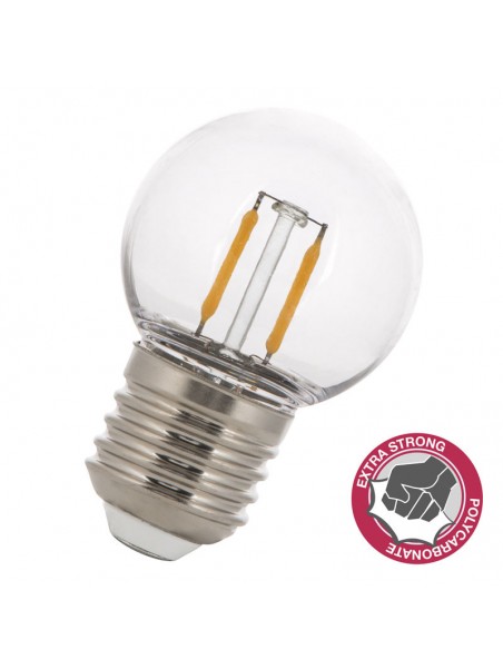 6020500418864 E27 Sphérique led effet filament 2w Claire 230v SAFE Polycarbonate BEE