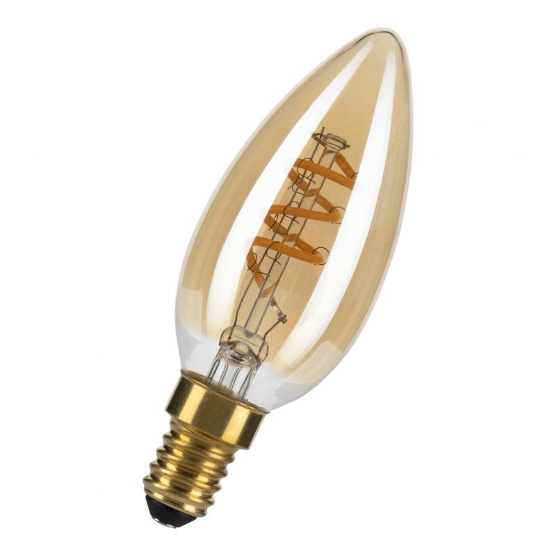 6030500143316 E14 Flamme led 3W 2000K Or Dimmable Effet filament 240V Spiraled