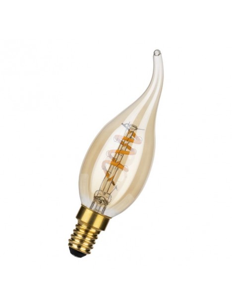 6030500144334 E14 Flamme Coup de vent led 3W 2000K Or Dimmable Effet filament 240V Spiraled