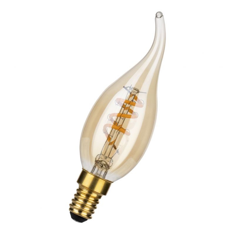 6030500144334 E14 Flamme Coup de vent led 3W 2000K Or Dimmable Effet filament 240V Spiraled