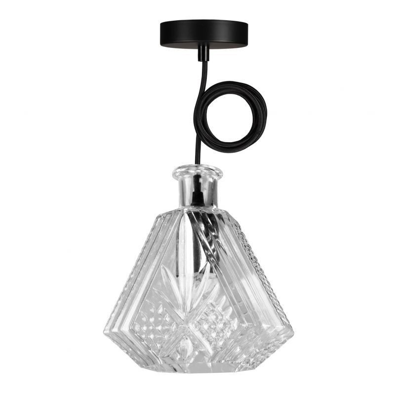 P090500142461 Suspension Crystal Jim E27 Verre Clair sur patère +1.5M de Câble (2x0.75mm²)