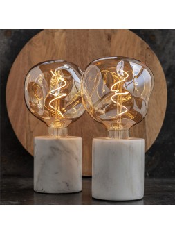 S070500424520 Lampe à poser Marbre Blanc E27 90x100mm + cordon + inter 1,8 mètre