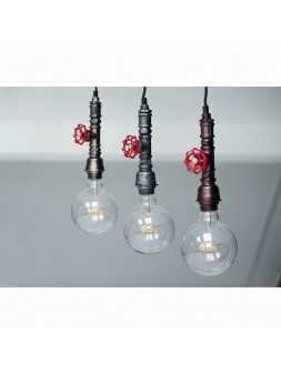 P090500141059 Suspension Tuyau d'incendie E27 Noir/Argent 1.3M Câble Noir