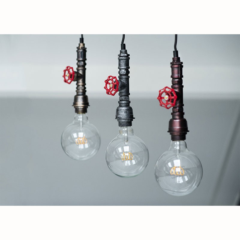 P090500141059 Suspension Tuyau d'incendie E27 Noir/Argent 1.3M Câble Noir