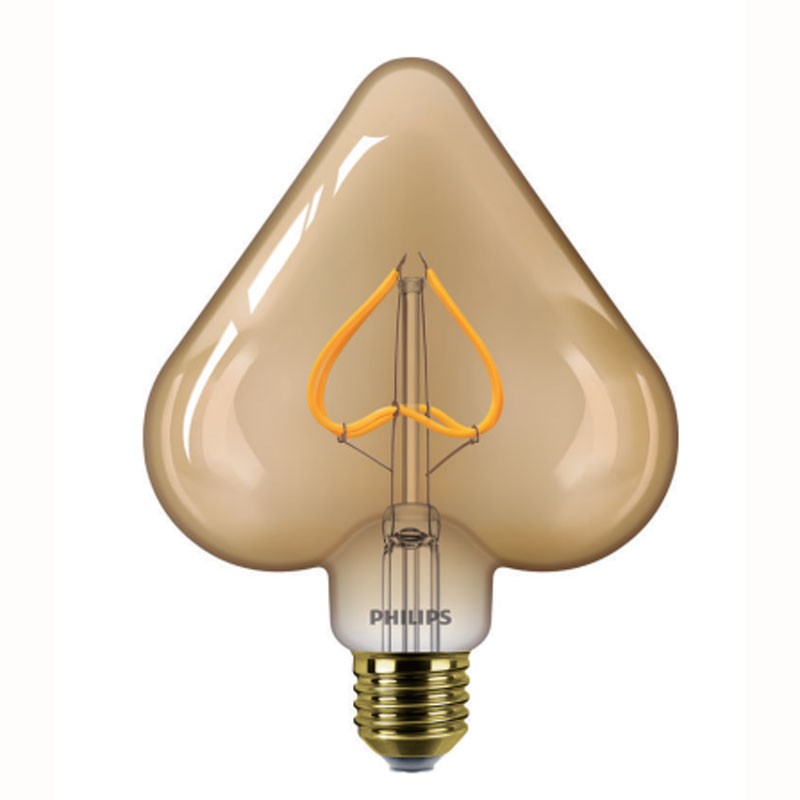 6600100593490 E27 Lampe COEUR led effet Filament 5w Gold 2000K 230V
