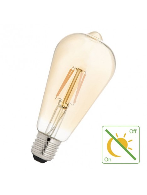 8714681418673 E27 LED ST64 240V 4W 2200K Or Effet filament Capteur Jour/Nuit