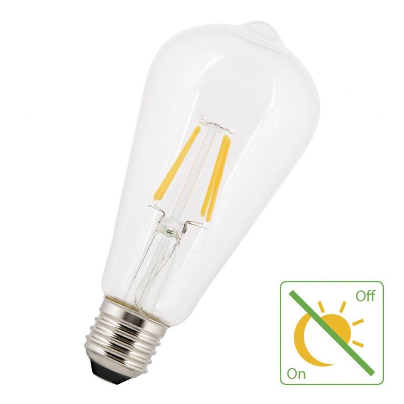 6010500141866 E27 LED ST64 240V 4W 2700K Clair Effet Filament Capteur Jour/Nuit