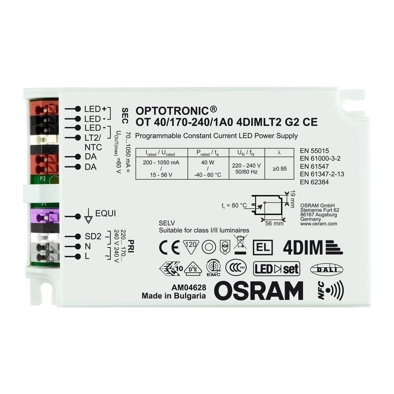 A140200981935 Driver OUTDOOR OT40 170-240 1A0 4DIMLT2 G2 OSRAM Driver OUTDOOR pour luminaires et modules LED